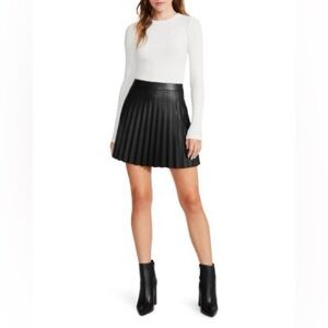 BB Dakota x Steve Madden Come Correct Faux Leather Pleated Skirt